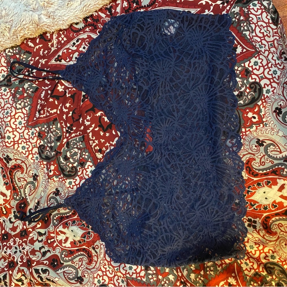 Josie Natori Navy Blue Lace Bralette